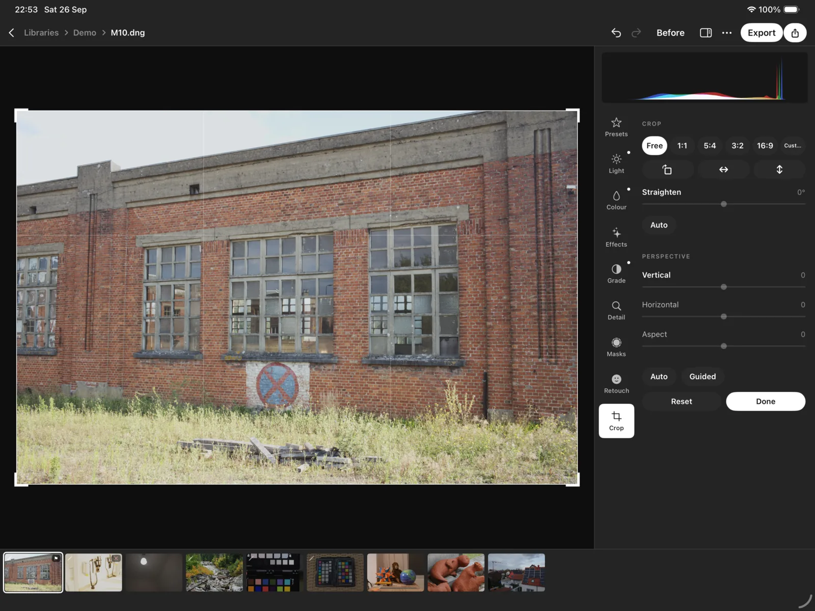 Crop in the iPad's classic editor