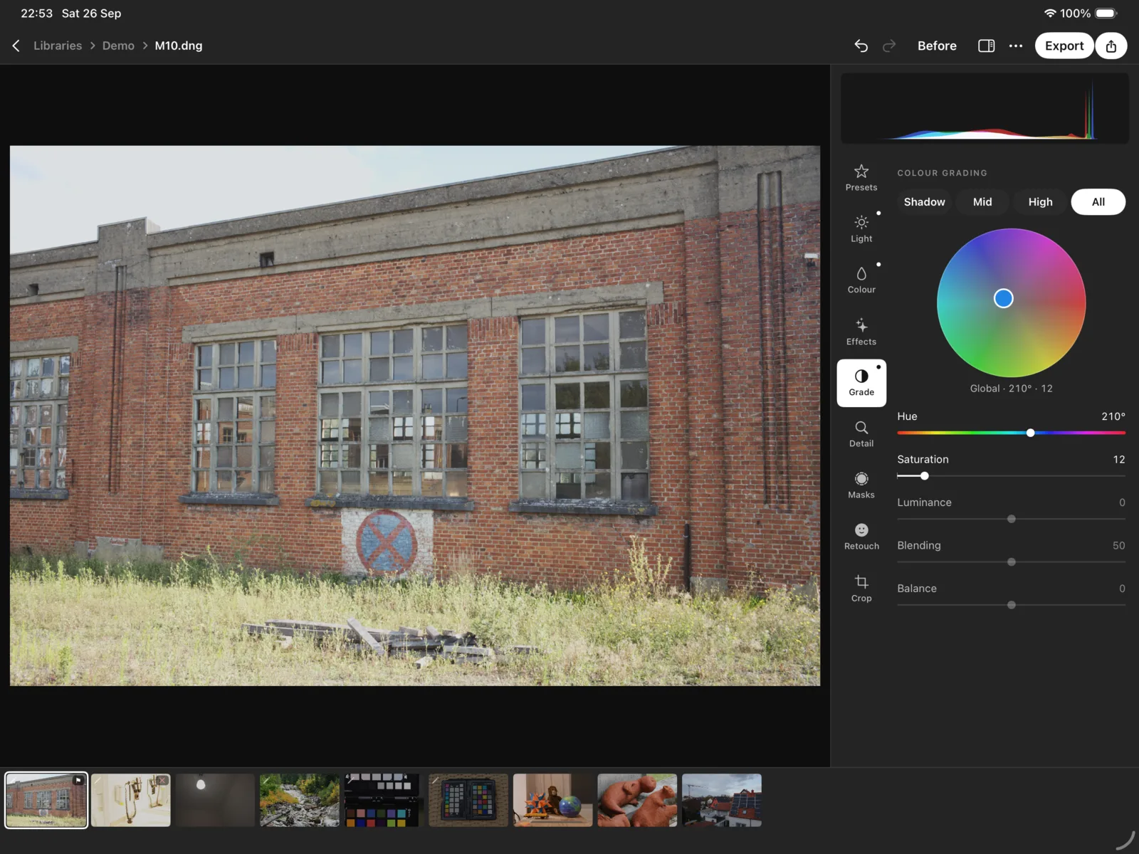 Colour grading in the iPad's classic editor