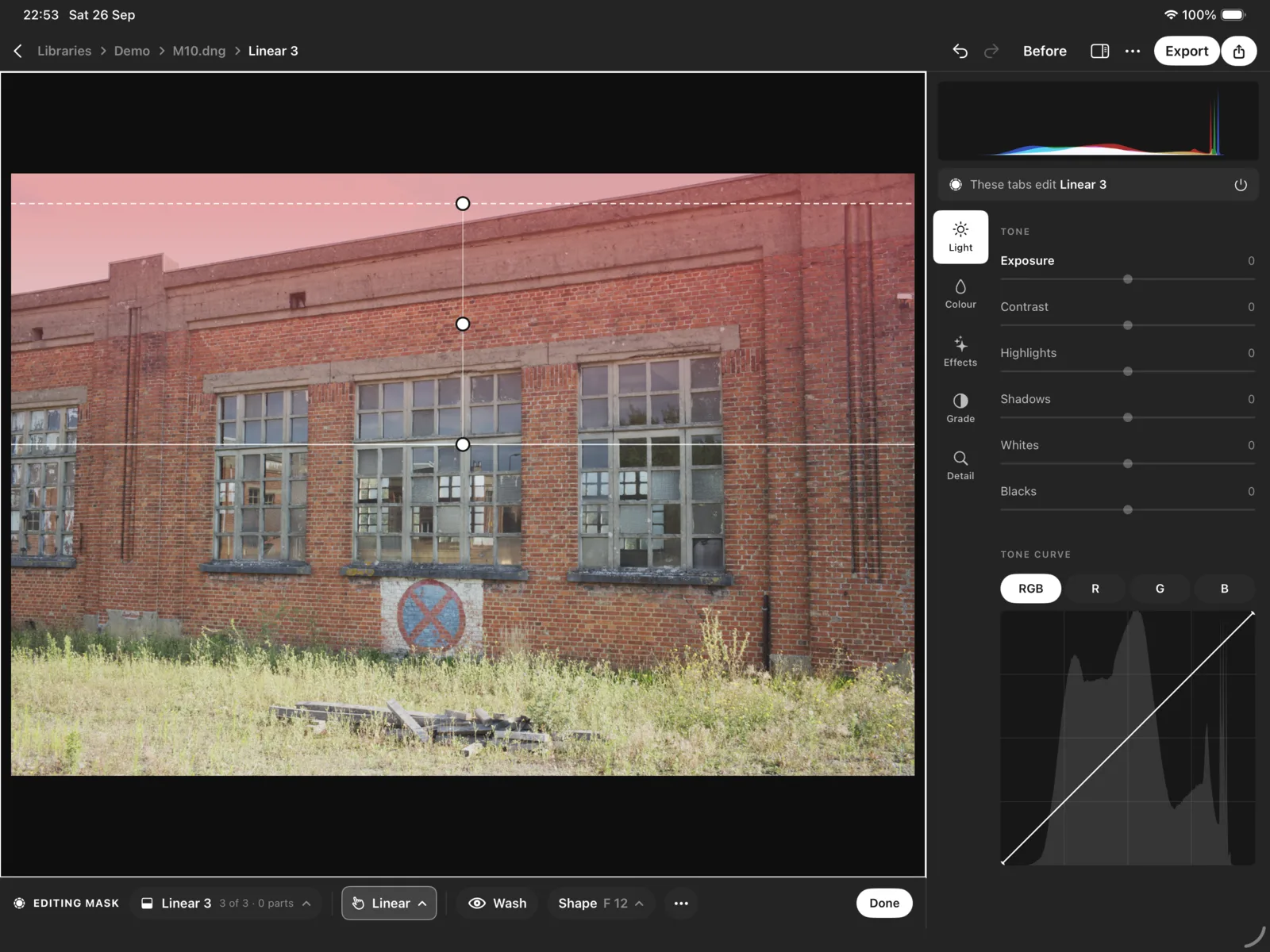 A mask chosen in the iPad's modern editor